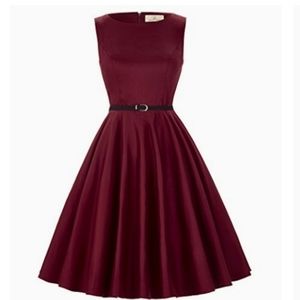 Retro Burgundy swing dress